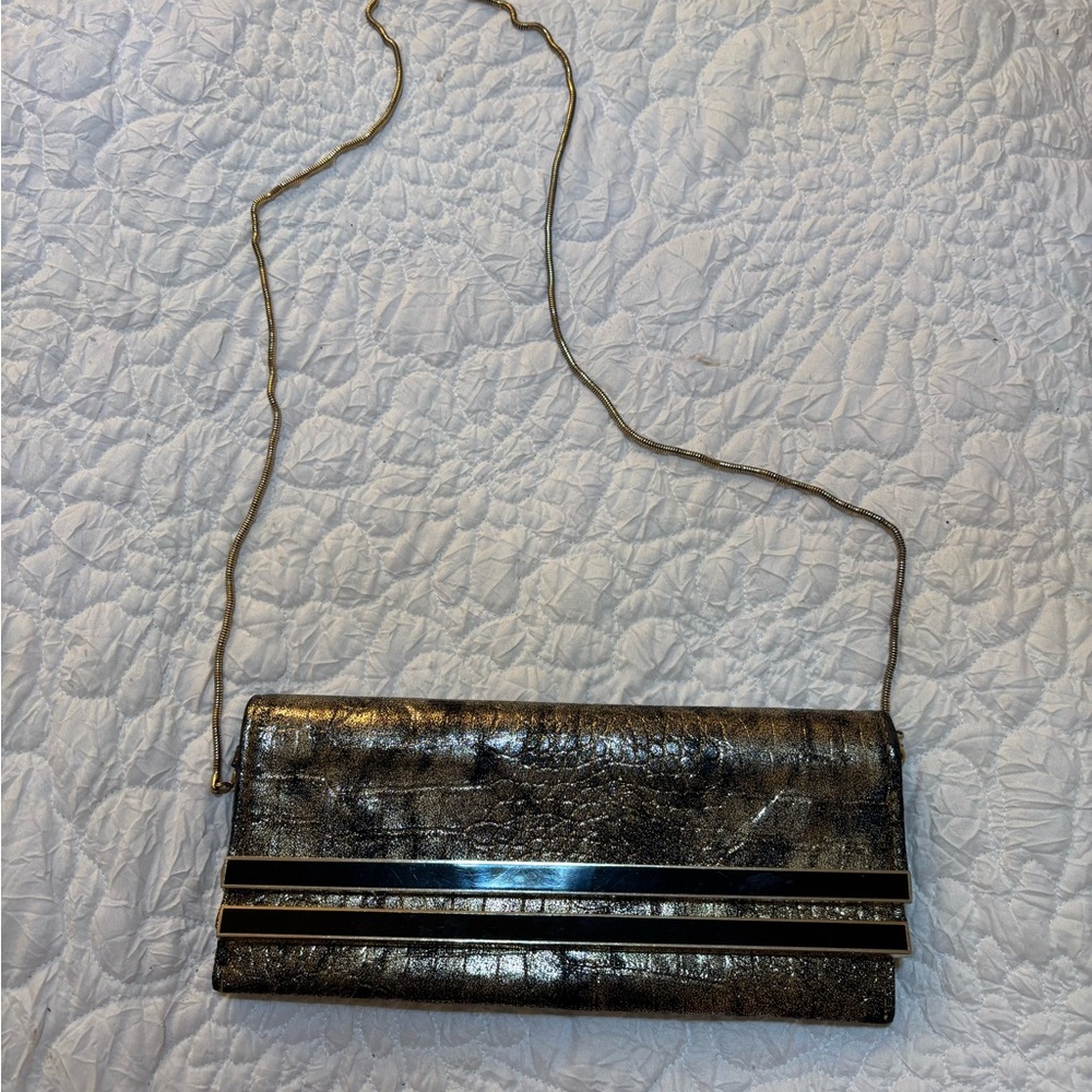 Cache’ Gold Metallic Clutch Bag